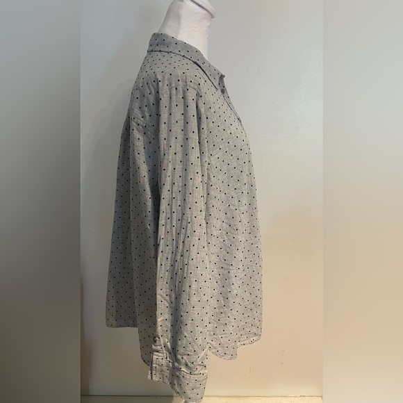 Loft Women’s XL Gray & Black Polk-a-Dotted Button-Down Top - Picture 5 of 6